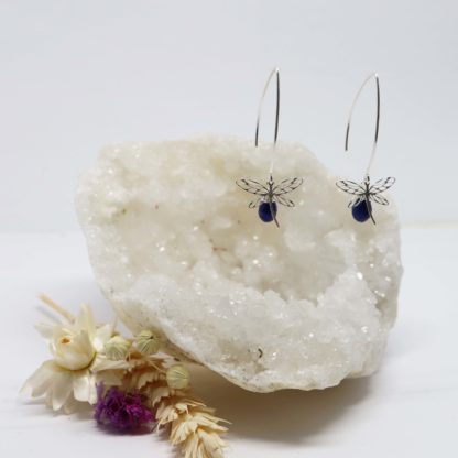 boucle d'oreille argent libellule