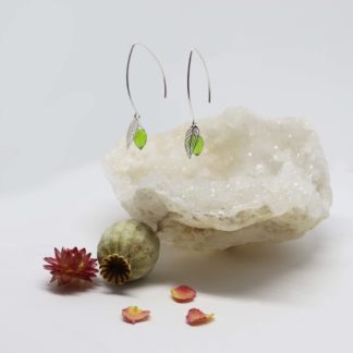 boucle d'oreille argent feuille