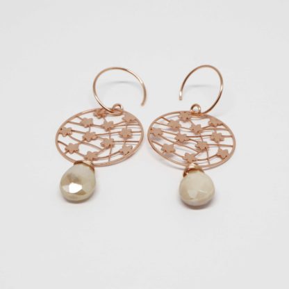 boucles d'oreilles or rose fleurs