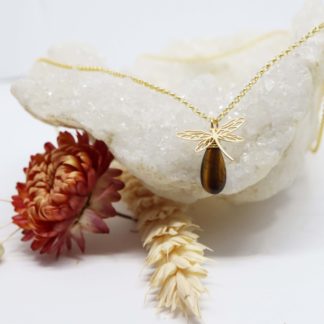 collier or jaune libellule