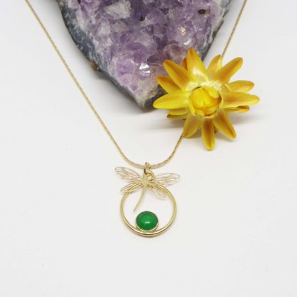 collier libellule or jaune