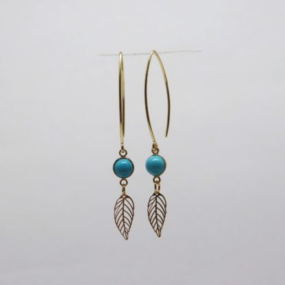 boucles d'oreilles feuille or jaune