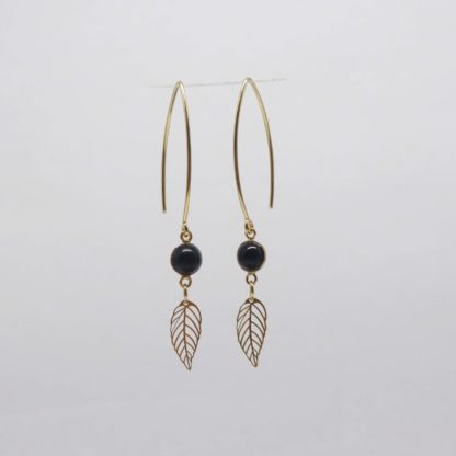 boucles d'oreilles feuille or jaune