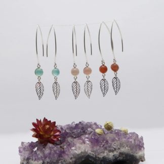 boucles d'oreilles feuille argent