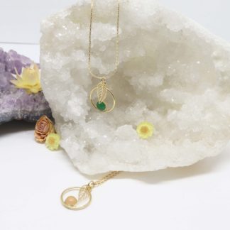 collier feuille or jaune