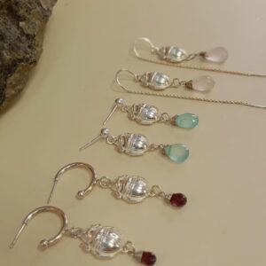 Boucles d'oreilles Scarabée - Argent et pierre naturelle