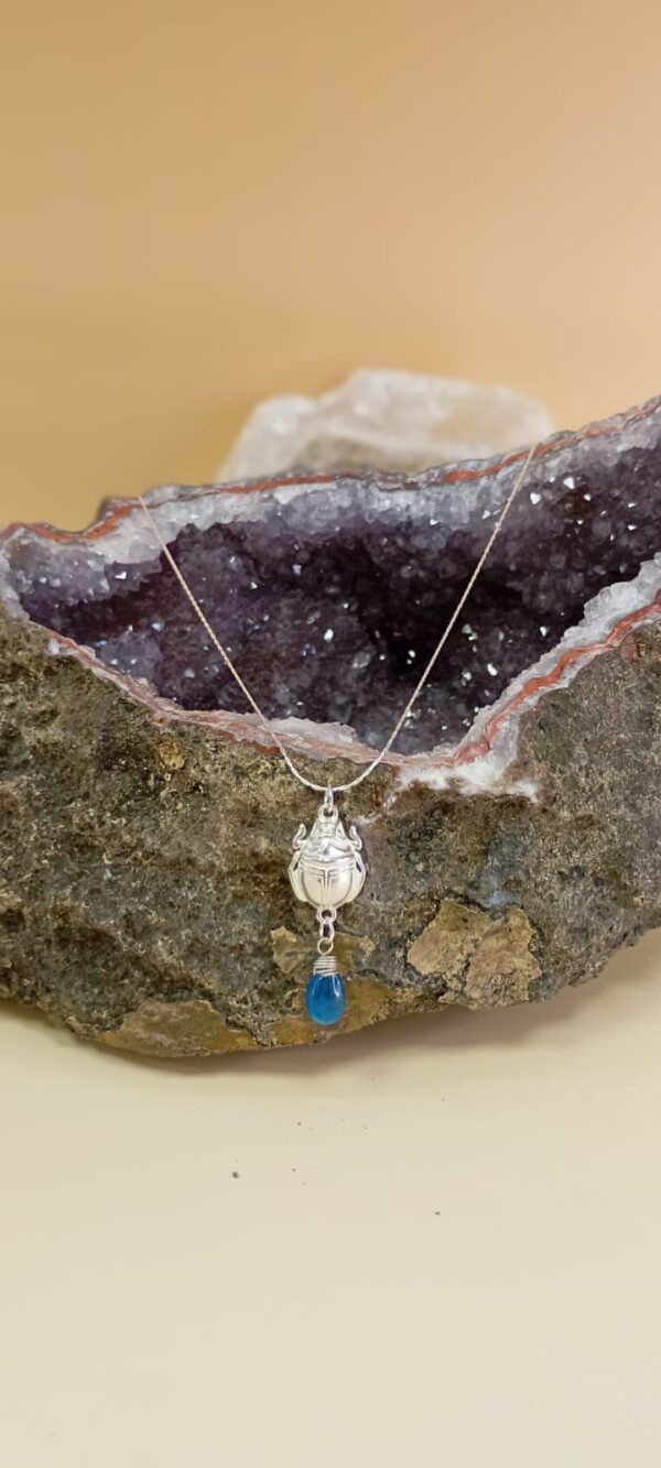 Collier Scarabée - Argent et pierre naturelle