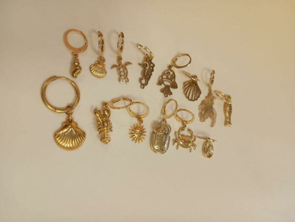 Boucles d'oreilles Coquillages et crustacés - acier inoxydable plaqué or