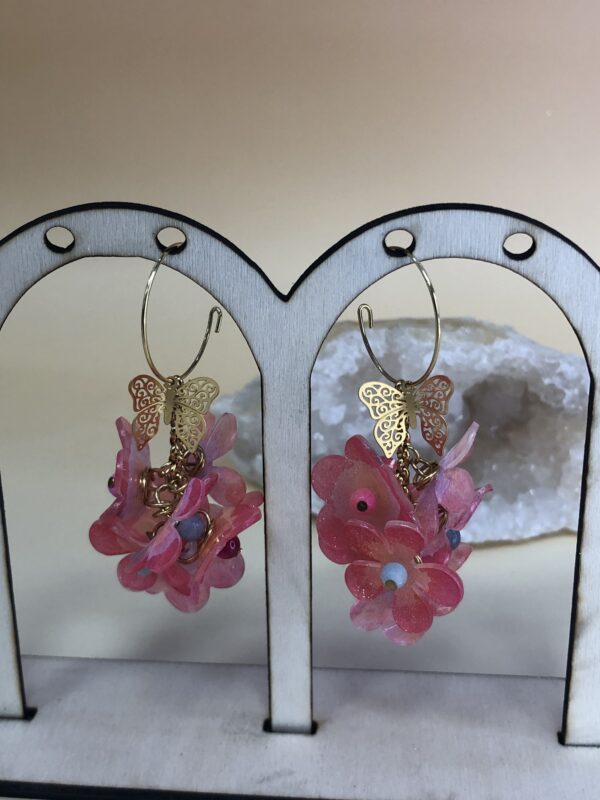 Boucles d'oreilles fleurs - acier inoxydable plaqué or – Image 8