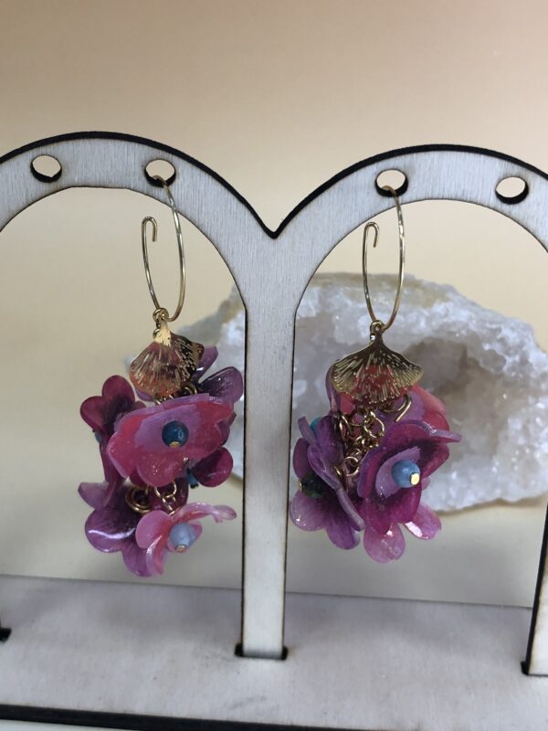 Boucles d'oreilles fleurs - acier inoxydable plaqué or – Image 6